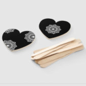 黒地に白い曼荼羅模様 ハンドファン (組立なし)
