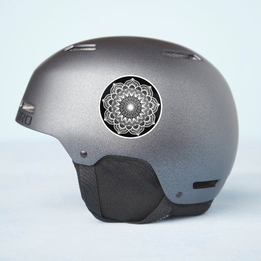 黒地に白い曼荼羅 シール (ヘルメット側面)
