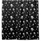 黒地に白い海賊スカルをウミガメ シャワーカーテン (正面)