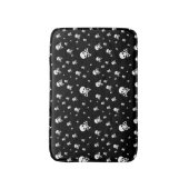 黒地に白い海賊スカルをウミガメ バスマット (正面縦)