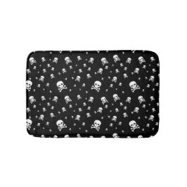 黒地に白い海賊スカルをウミガメ バスマット
