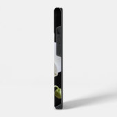 黒地に白い蘭の花 iPhoneケース (左側面)