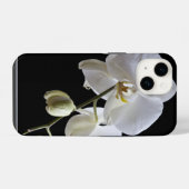 黒地に白い蘭の花 iPhoneケース (裏面横)