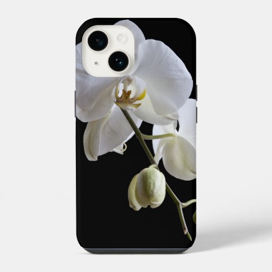 黒地に白い蘭の花 iPhoneケース (裏面)