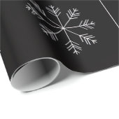 黒地に白い雪の結晶 クリスマス包装 ラッピングペーパー (ロールコーナー)