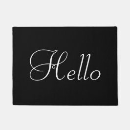 黒地に白いHello ドアマット