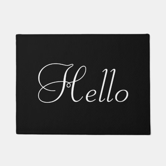 黒地に白いHello ドアマット (正面)