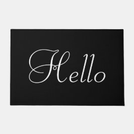黒地に白いHello ドアマット