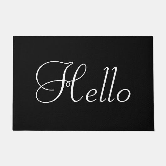 黒地に白いHello ドアマット (正面)