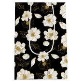 黒地に白と金の花模様 ミディアムペーパーバッグ (裏面)