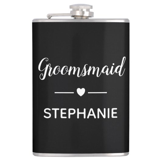 黒地に白のウェディングプランナー専用ギフト フラスク (正面)