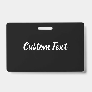 黒地に白のスクリプトテンプレートのカスタムテキスト バッジ