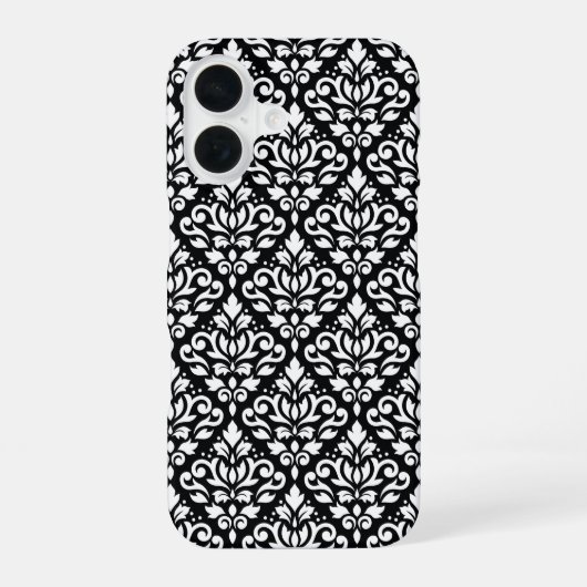 黒地に白の唐草模様 iPhone 16ケース (裏面)