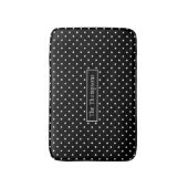 黒地に白の水玉模様とオーダーメール名 バスマット (正面縦)