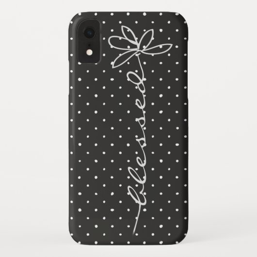 黒地に白の水玉模様と幸せを呼ぶデイジー Case-Mate iPhoneケース (裏面)