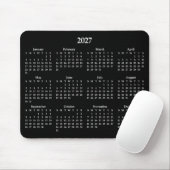 黒地に白の2027年カレンダー マウスパッド (マウス)