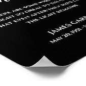 黒地に白の「光は残る」名言メモリアルプレート ポスター (角)
