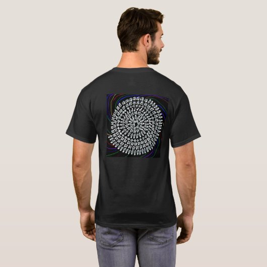 黒地に白の「縁結曼荼羅」 Tシャツ (裏面フル)