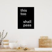 黒地に白の"this too shall pass" ポスター (キッチン)
