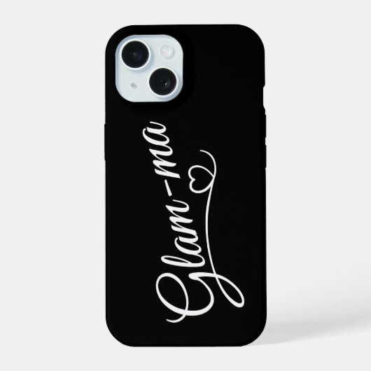 黒地に白のGlamma iPhone 15ケース (裏面)