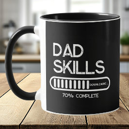 黒地に白文字で「Dad Skills 70% Complete」 マグカップ