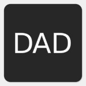 黒地に白文字のシンプルな"Dad" スクエアシール (正面)