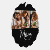 黒地に白文字の「Mom Established Date」3枚の写真入り オーナメントカード (右)