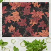 黒地に紅葉 キッチンタオル (折り畳み)