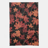 黒地に紅葉 キッチンタオル (縦)