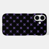 黒地に紫のクロスステッチ Case-Mate iPhoneケース (裏面 (横))