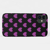 黒地に紫の水玉ハート Case-Mate iPhoneケース (裏面(横))