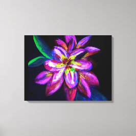 黒地に紫の花のアートパターン キャンバスプリント