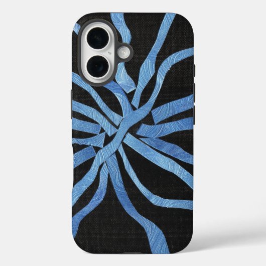 黒地に織り交ざった青いストライプ Case-Mate iPhoneケース (裏面)