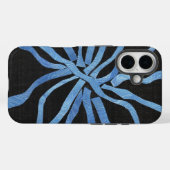 黒地に織り交ざった青いストライプ Case-Mate iPhoneケース (裏面 (横))