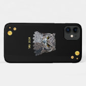 黒地に美しいフクロウと金色の紙吹雪 Case-Mate iPhoneケース (裏面(横))