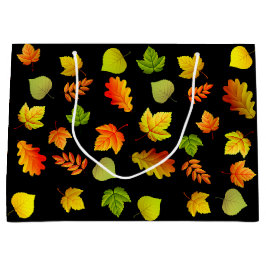 黒地に美しい紅葉 ラージペーパーバッグ