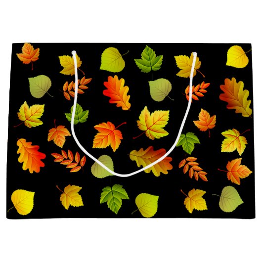黒地に美しい紅葉 ラージペーパーバッグ (正面)
