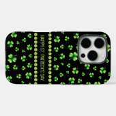 黒地に聖パトリックの日の水彩クローバー Case-Mate iPhoneケース (裏面 (横))