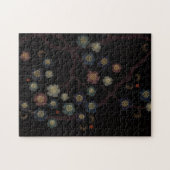 黒地に色とりどりの花 ジグソーパズル (横)