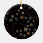 黒地に色とりどりの花 セラミックオーナメント (裏面)