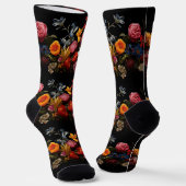 黒地に色とりどりの花 ソックス (傾斜あり)