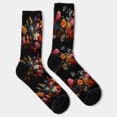 黒地に色とりどりの花 ソックス (右)