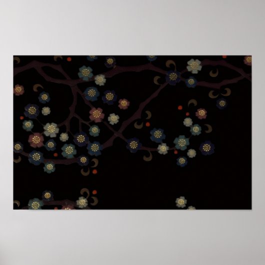 黒地に色とりどりの花 ポスター (正面)