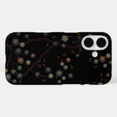 黒地に色とりどりの花 Case-Mate iPhoneケース (裏面 (横))