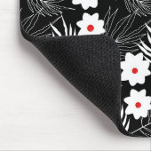 黒地に花とシダ マウスパッド (コーナー)