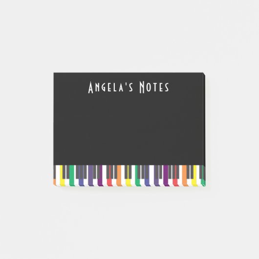黒地に虹色のピアノ鍵盤 ポストイット (正面)