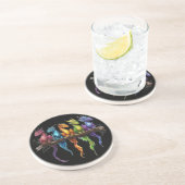 黒地に虹色のベビードラゴングループ コースター (側面)