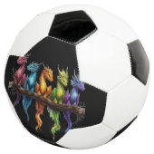 黒地に虹色のベビードラゴングループ サッカーボール (3/4)