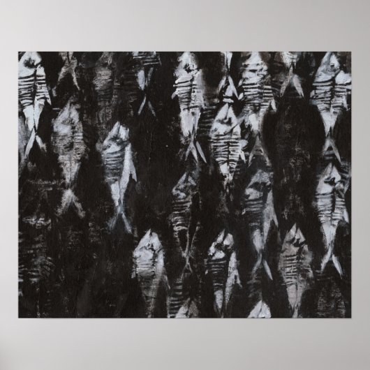 黒地に見える白身化石 ポスター (正面)