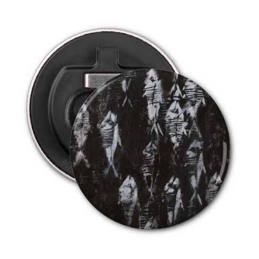 黒地に見える白身化石 栓抜き (正面)